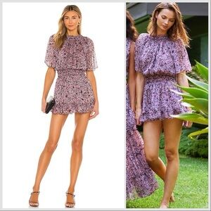 MISA Pink Black Nathalie Mini Dress in Cetara Floral Sz S